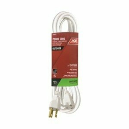 COLEMAN CABLE ACE OU-SJT163-WH Extension Cord, 16/3 AWG Cable, 15 ft L, 13 A, 125 V, White 23528801